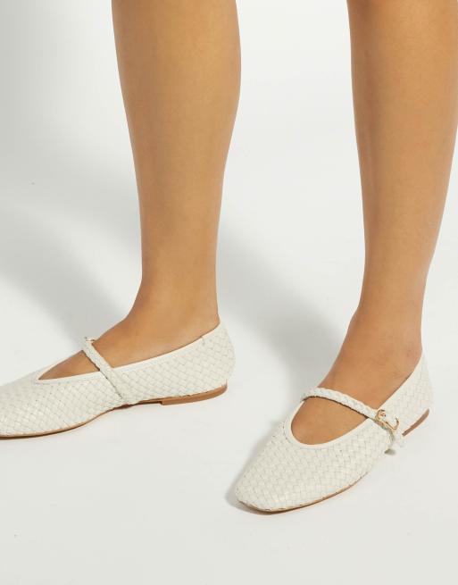 Dune London Wide fit wf headliner ballet pumps in ecru, 3 of 4