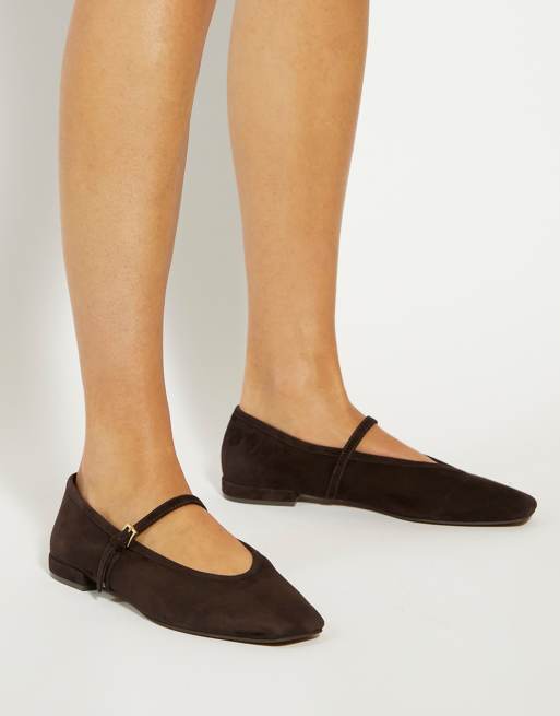 Dune London Wide fit wf hearthrob ballet pumps in brown, 3 of 4