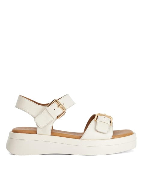 Dune London Wide fit wf licia flat sandals in ecru - view 1