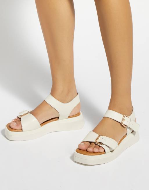 Dune London Wide fit wf licia flat sandals in ecru, 3 of 4