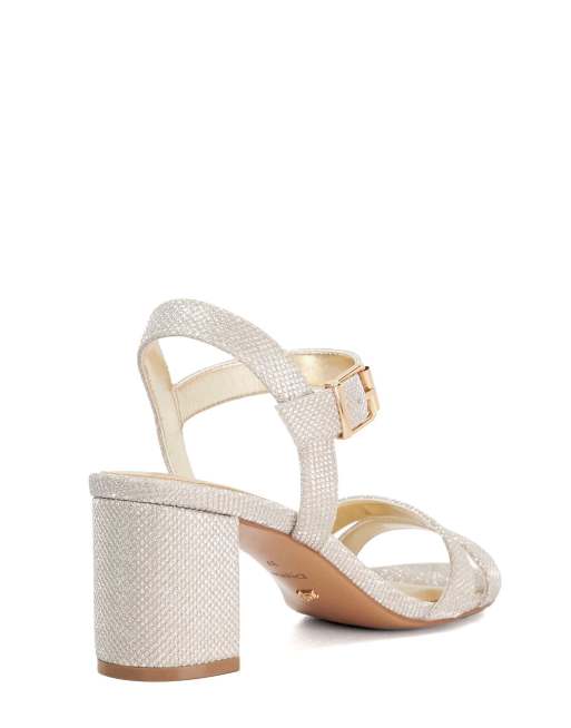 Dune London Wide fit wf merisa heeled sandals in gold, 3 of 4
