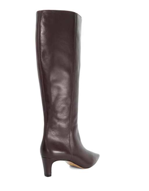 Dune London Wide fit wf smoulder knee high boots in burgundy, 2 of 3