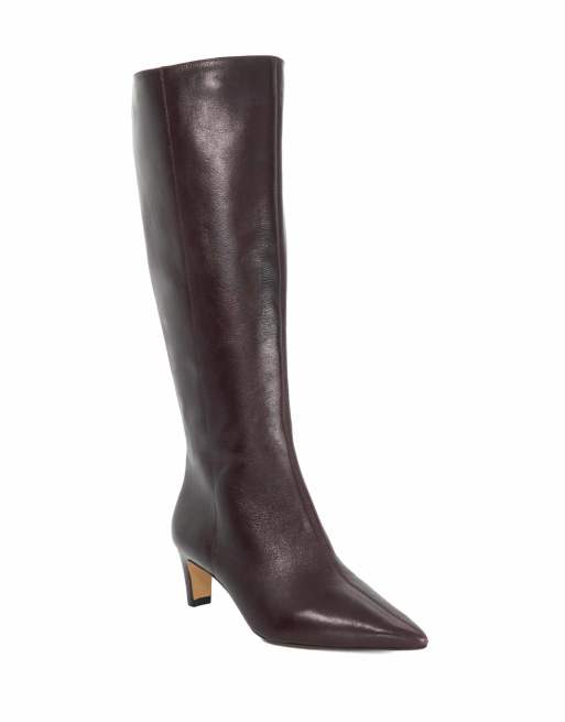 Dune London Wide fit wf smoulder knee high boots in burgundy, 3 of 3