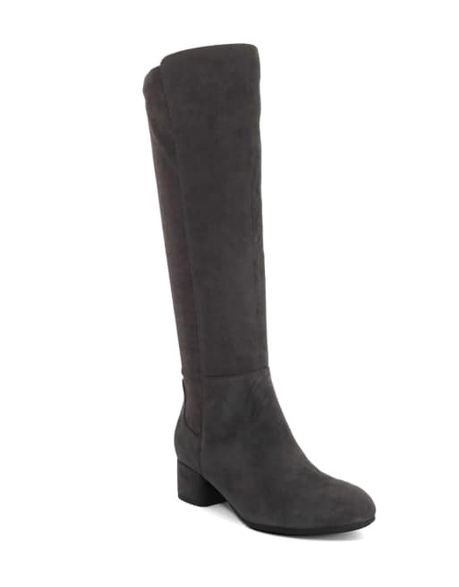 Dune London Wide fit wf tayla knee high boots in dark grey, 4 of 4