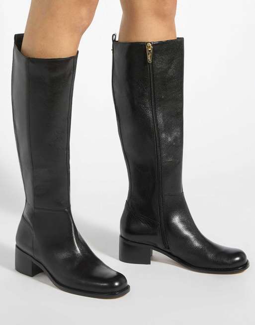 Dune London Wide fit wf turner knee high boots in black, 3 of 4