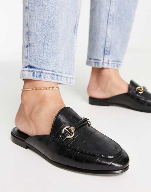 Dune London – Wsuwane czarne loafersy z ozdobnym wykończeniem