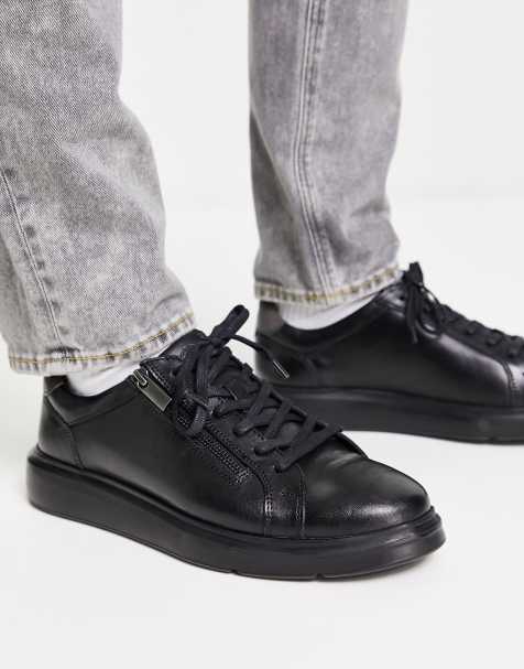 Dune London zip side sneakers in black - view 1