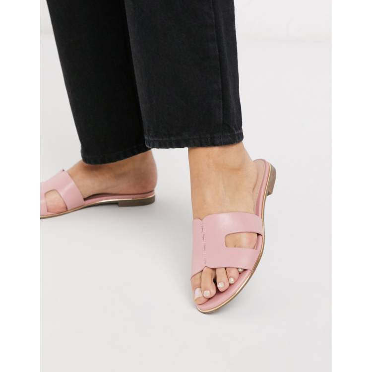 Dune loopy slip on flat sandals in pale pink