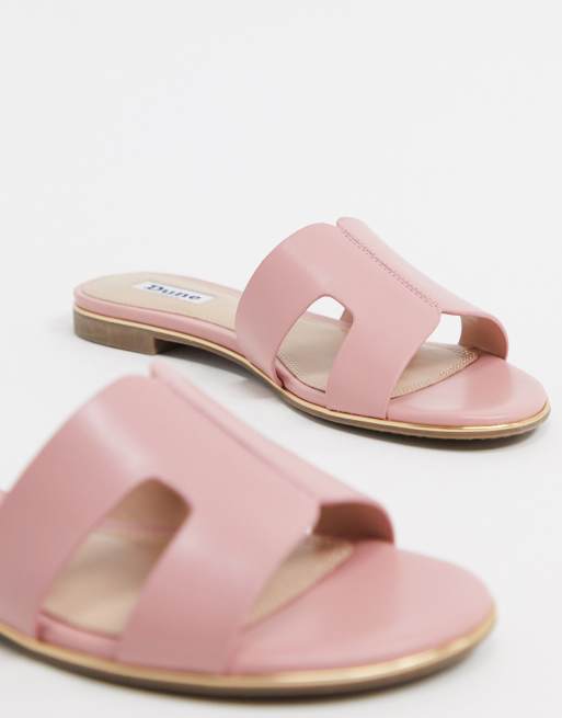 Dune loopy slip on flat sandals in pale pink