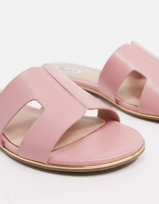 Dune loopy slip on flat sandals in pale pink