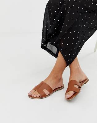 dune loopy slip on flat sandals