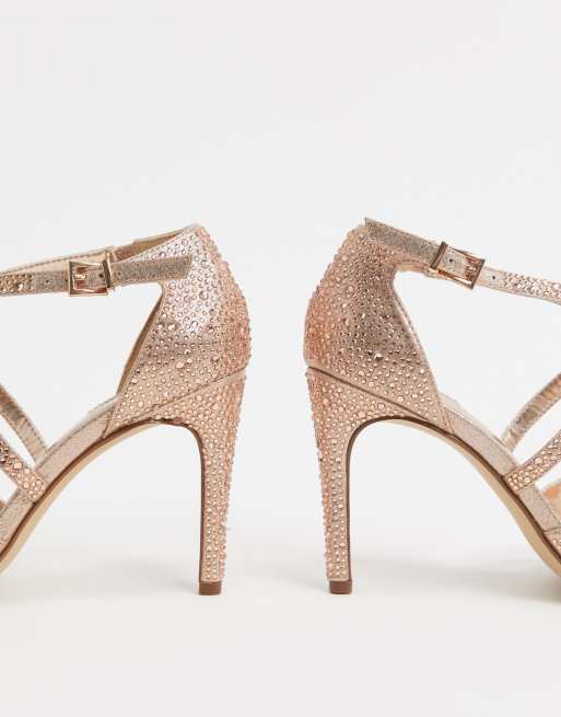 Dune madeline wedding high heeled sandals in rose gold