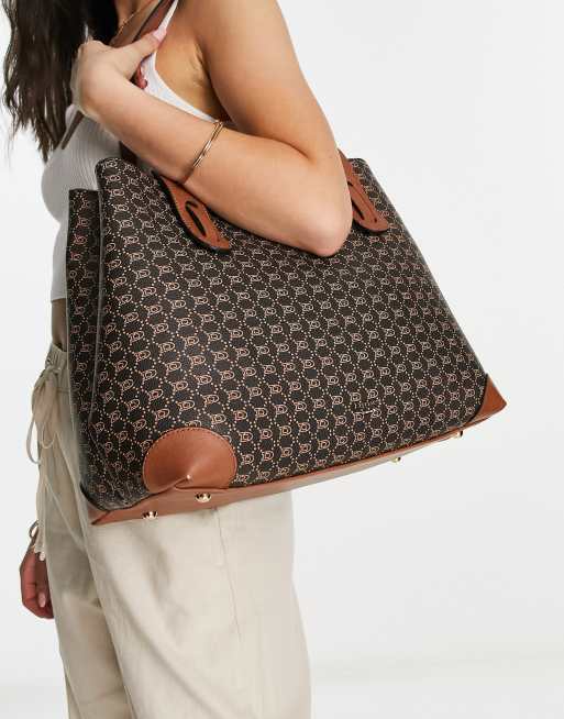 Dune - Maxi borsa color cuoio con monogrammi