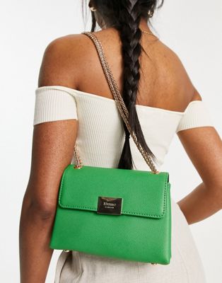 Dune mini shoulder bag with chain strap in bright green