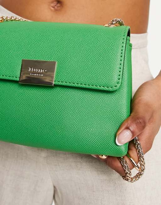Dune mini shoulder bag with chain strap in bright green, 3 of 4