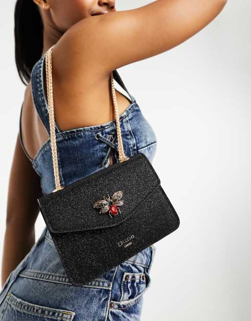 Dune - Mini tas met kettingband en insectenversiering in zwart 