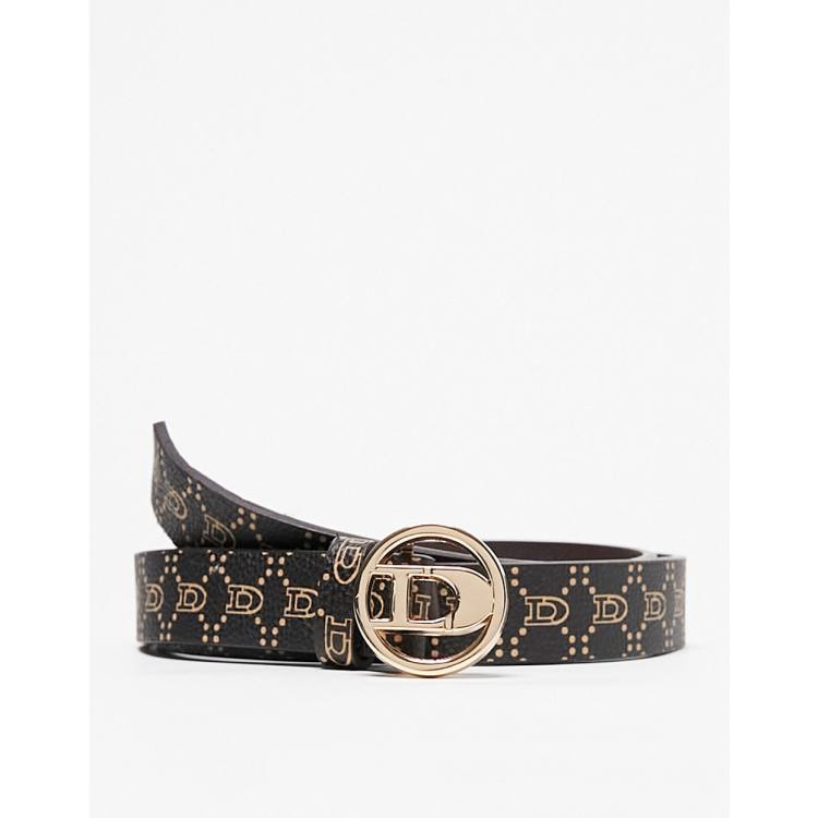 Dune monogram logo belt in brown | ASOS