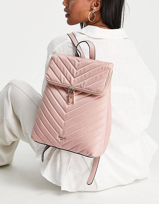 Dune padded chevron backpack in pink