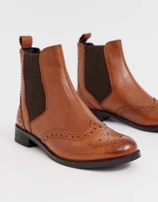 dune chelsea boots in tan leather