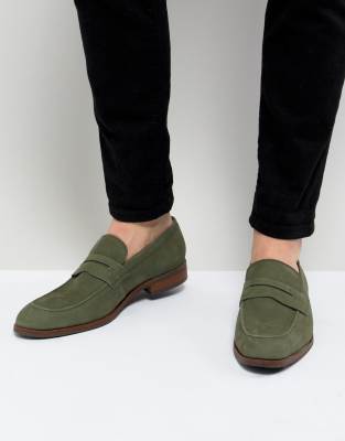 green penny loafers