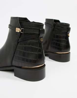 croc ankle boots flat