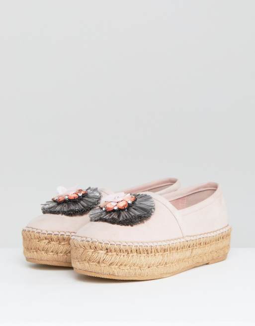 ãDune Pink Suede Espadrille With Raffia Embellished Flower asosãçåçæå°çµæ