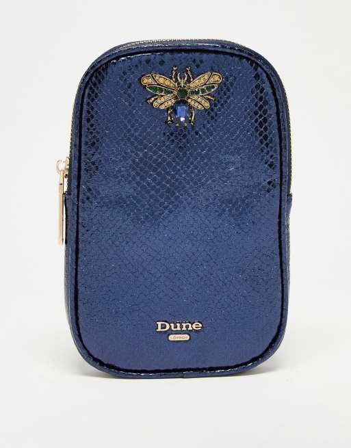 Dune - Porta telefono piccolo a tracolla blu metallizzato