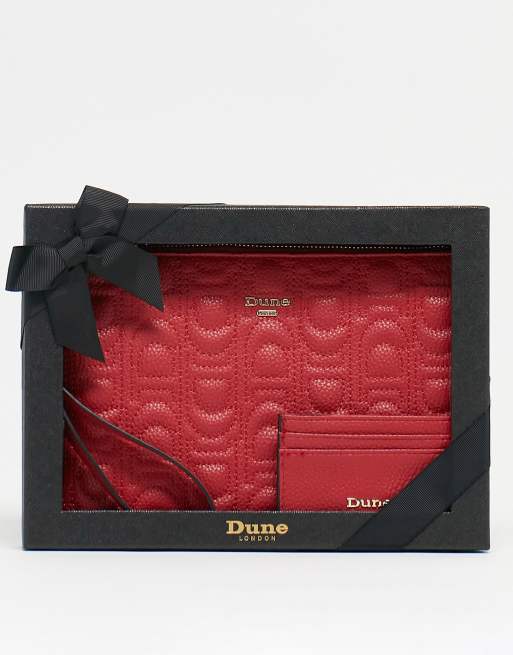 Dune pouch and card holder gift set in red ASOS