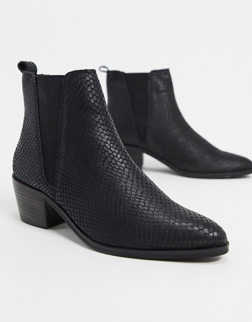 Dune pride elastic gusset ankle boots in black leather