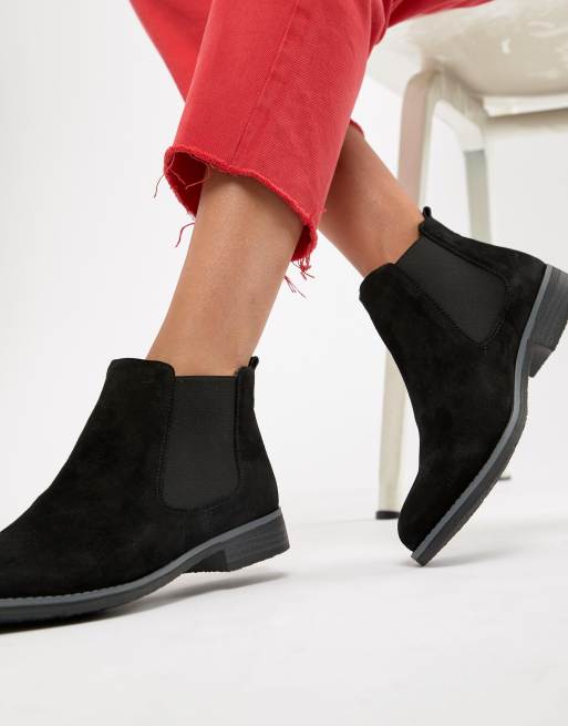 Women's suede flat chelsea hot sale boots