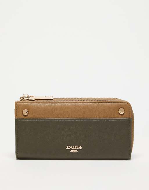 Dune - Pung med lynlås foroven og farveblok-design i khaki og brun