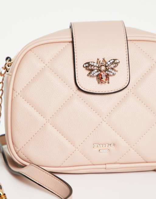 Pale Pink Quilted Bee Cross Body Bag