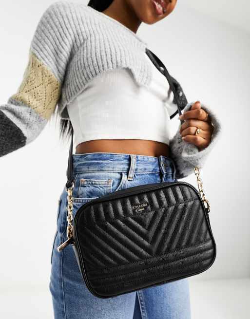 Dune quilted cross body bag in black