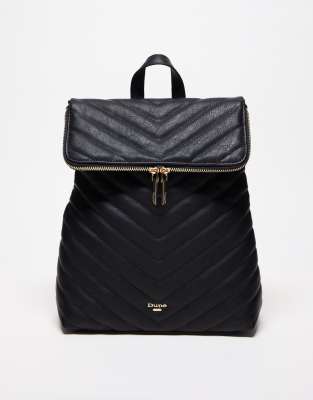 Dune London Dune quilted PU zip detail backpack in black