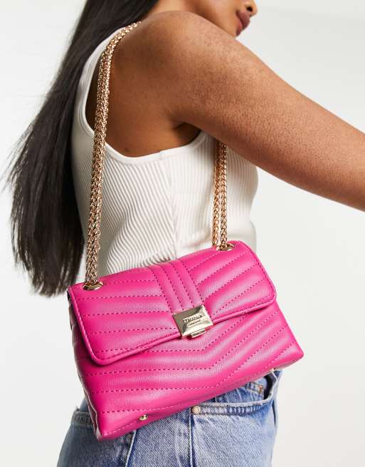 Pink quilted bag online with chain