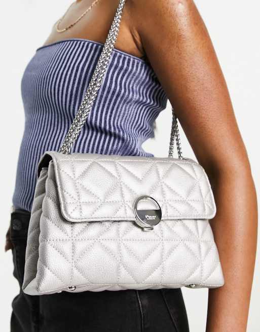 Silver shoulder bag with chain sale