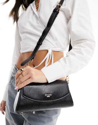 Dune reptile crossbody bag in black - ASOS Price Checker