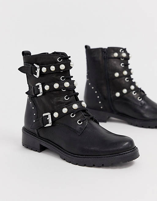 Dune Risky black leather buckle ankle boot | ASOS