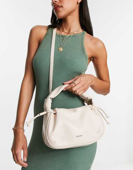 Accessorize London Women's Faux Leather Cream Large hobo shoulder bag