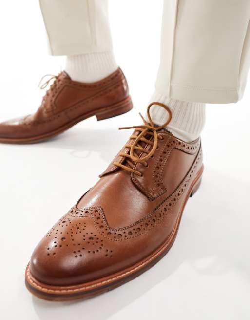 Dune - Scarpe brogue classiche in pelle color cuoio