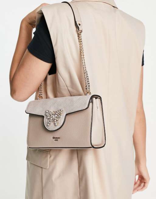 Dune shoulder bag with front pocket in cream