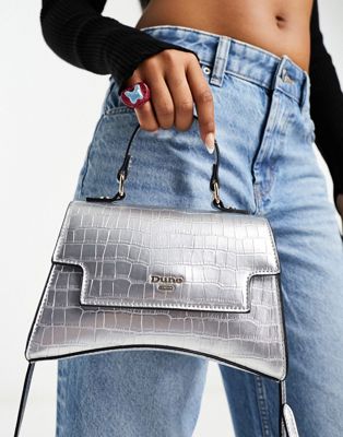 Dune structured curved bottom bag in silver