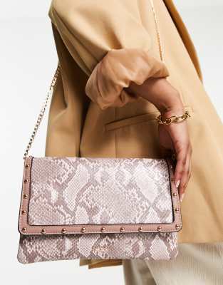 Dune studded shoulder bag in mink faux snake - ASOS Price Checker