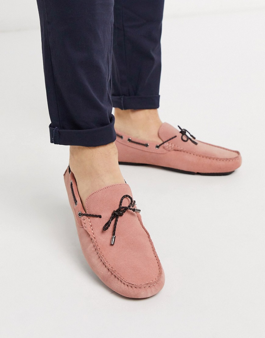 Dune suede loafer in pale pink