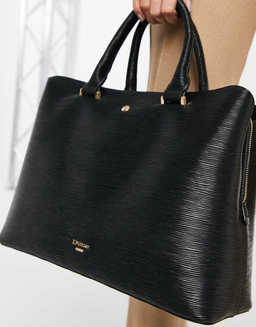 Dune telly tote bag in black tree bark