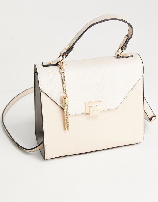 Dune top handle box bag in blush pink