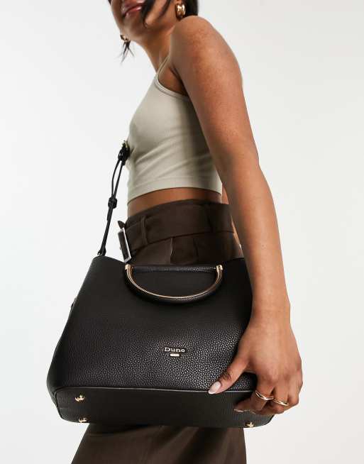 Dune top handle cross body bag in black