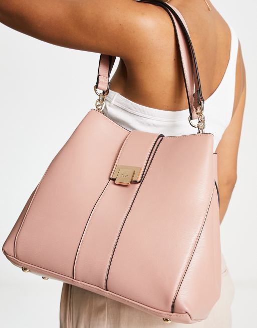 Dune top handle shoulder bag in pale pink