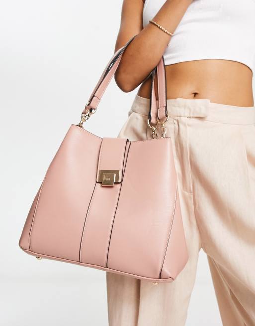 Dune top handle shoulder bag in pale pink