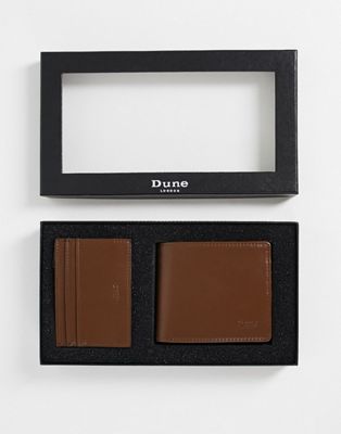 Dune wallet and card holder gift set in tan